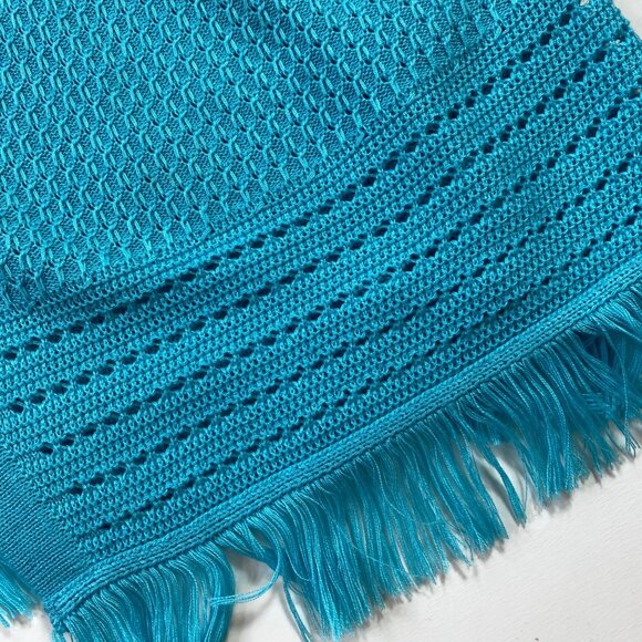 Talbots Turquoise Fringe Trim Open Cardigan Sweater Size XL - Picture 3 of 5